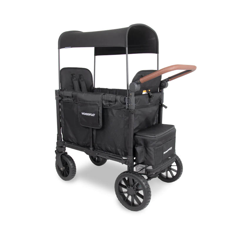 WonderFold W2 Luxe PRO Double Stroller Wagon - Jet Black