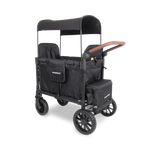 WonderFold W2 Luxe PRO Double Stroller Wagon - Jet Black Angle View 2 with Canopy