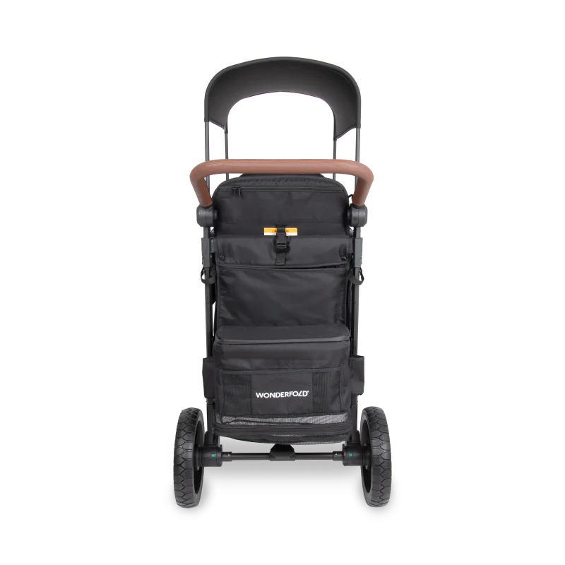 WonderFold W2 Luxe PRO Double Stroller Wagon - Jet Black Push Bar View