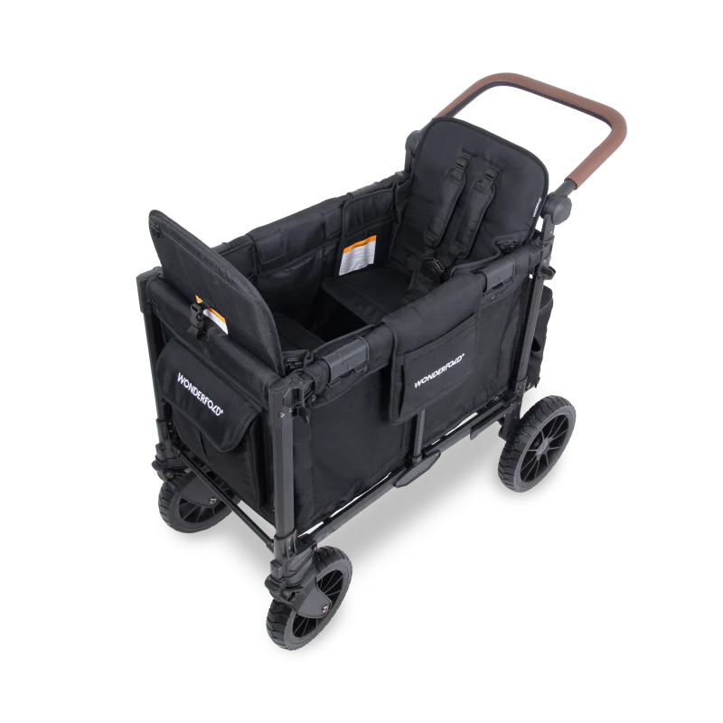WonderFold W2 Luxe PRO Double Stroller Wagon - Jet Black Top Angle View