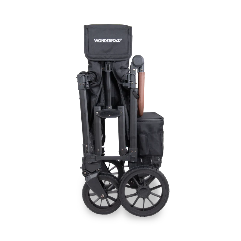 WonderFold W2 Luxe PRO Double Stroller Wagon - Jet Black Folded 1