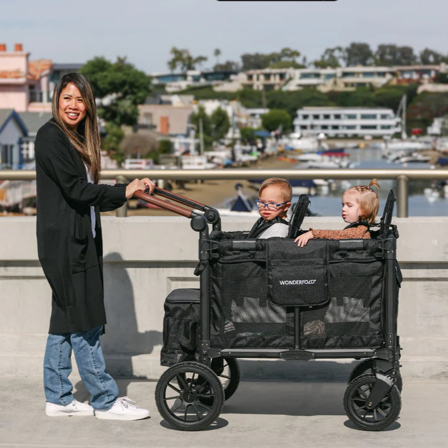 WonderFold W2 Luxe PRO Double Stroller Wagon - Jet Black Lifestyle 1