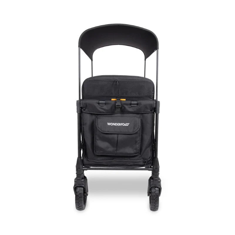 WonderFold W4 Luxe PRO Quad Stroller Wagon - Jet Black Front View