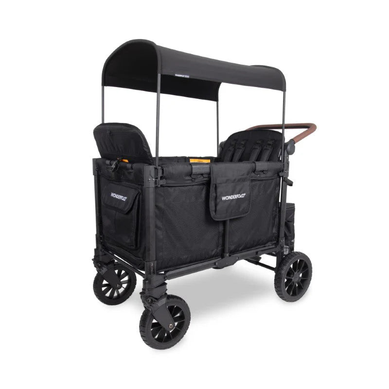 WonderFold W4 Luxe PRO Quad Stroller Wagon - Jet Black