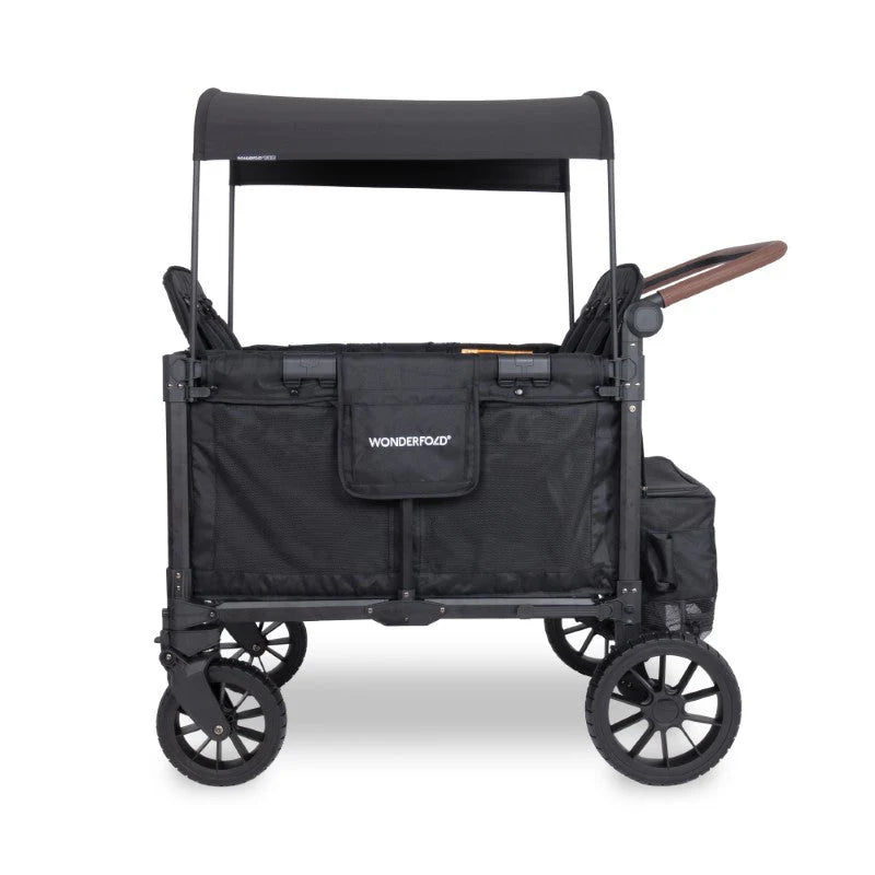 WonderFold W4 Luxe PRO Quad Stroller Wagon - Jet Black Side View