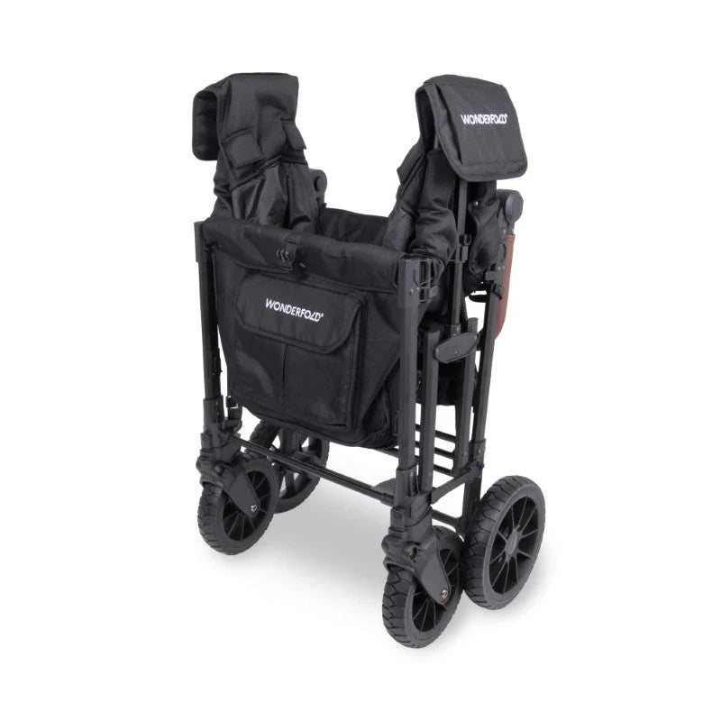 WonderFold W4 Luxe PRO Quad Stroller Wagon - Jet Black Folded