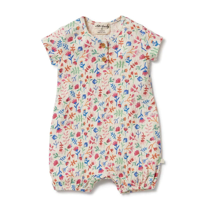 Wilson + Frenchy Crinkle Henley Playsuit - Tropical Garden