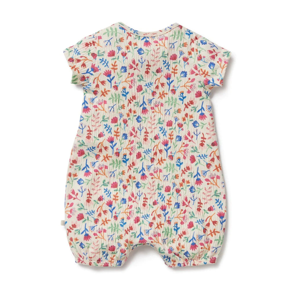 Wilson + Frenchy Crinkle Henley Playsuit - Tropical Garden
