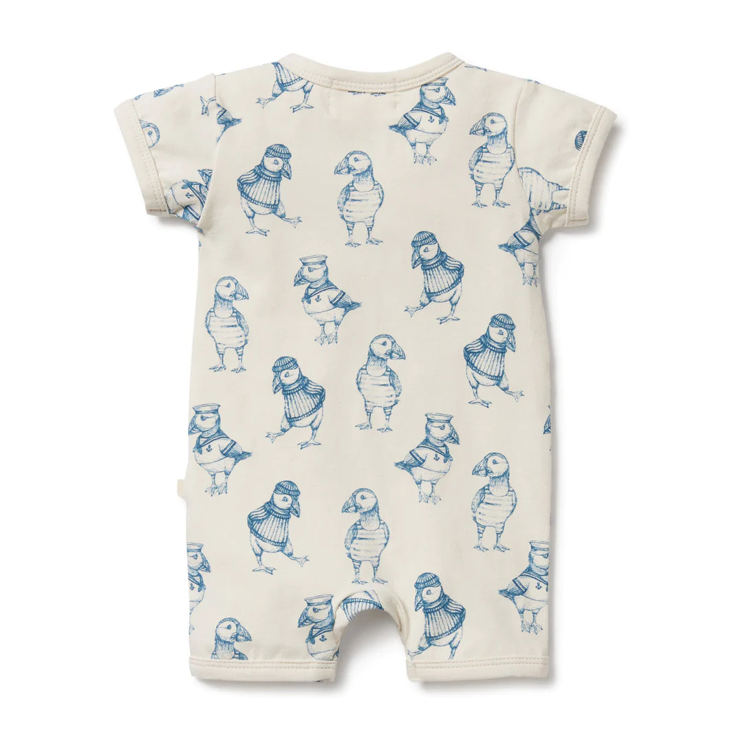 Wilson + Frenchy Petit Puffin Organic Zipsuit Back