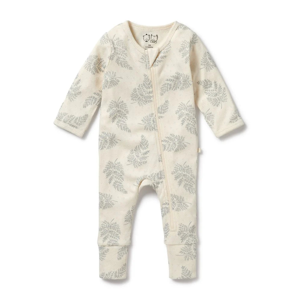 Wilson + Frenchy Organic Pointelle Zipsuit with Feet - Forever Ferns