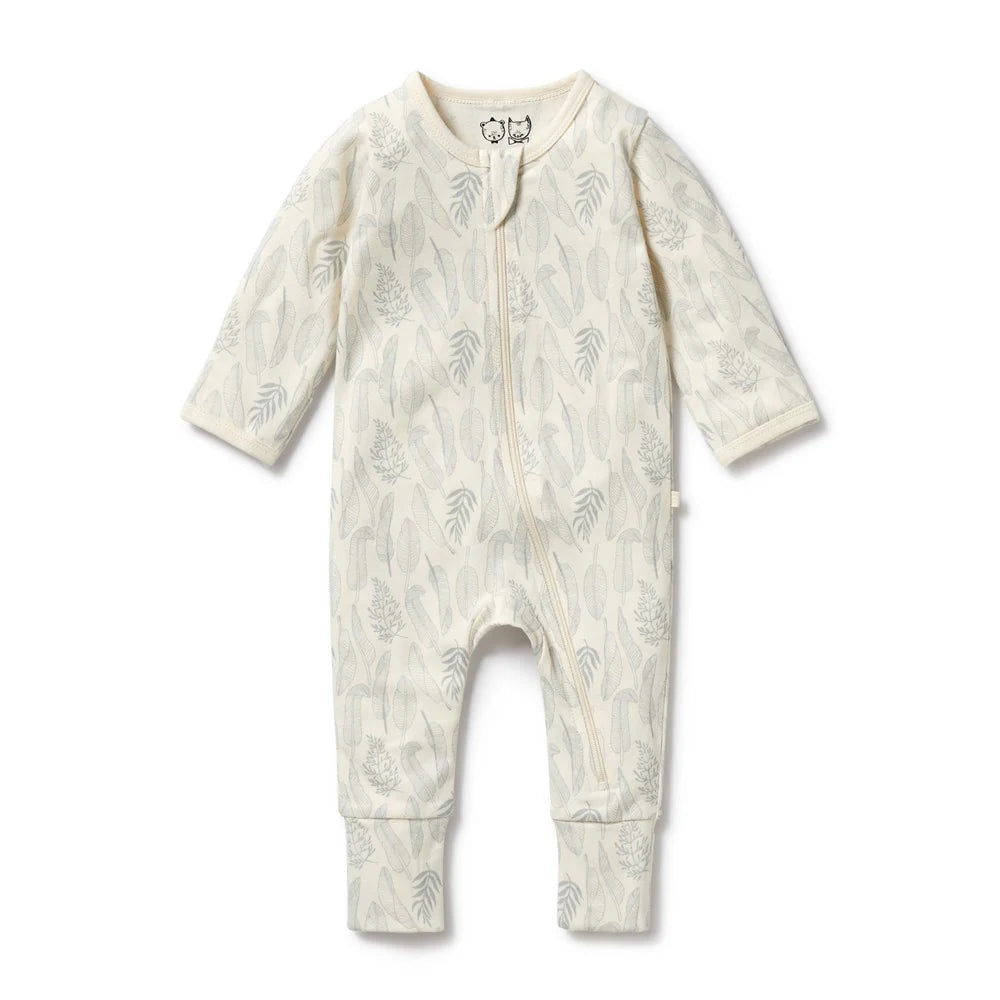 Wilson + Frenchy Organic Zipsuit with Feet - New Leaf