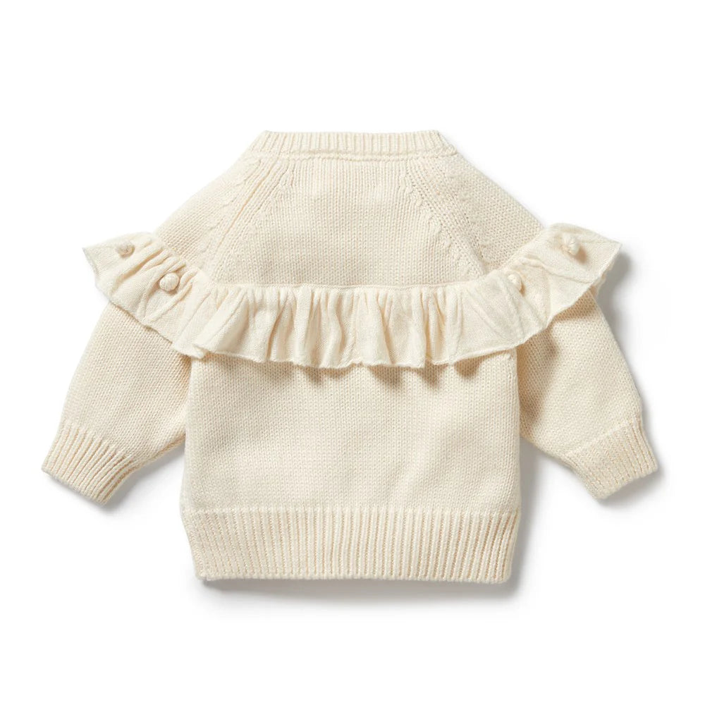 Wilson + Frenchy Knitted Ruffle Cardigan - Ecru