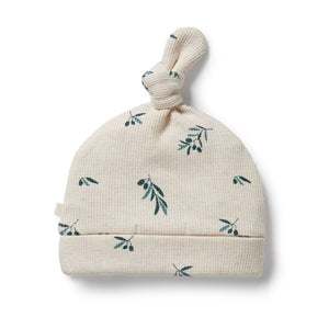 Wilson + Frenchy Organic Waffle Knot Hat - Little Olive Back