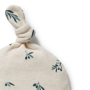 Wilson + Frenchy Organic Waffle Knot Hat - Little Olive Knot Detail