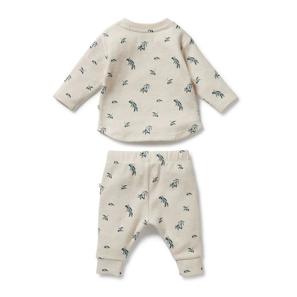 Wilson + Frenchy Organic Waffle Set Little Olive - Back View