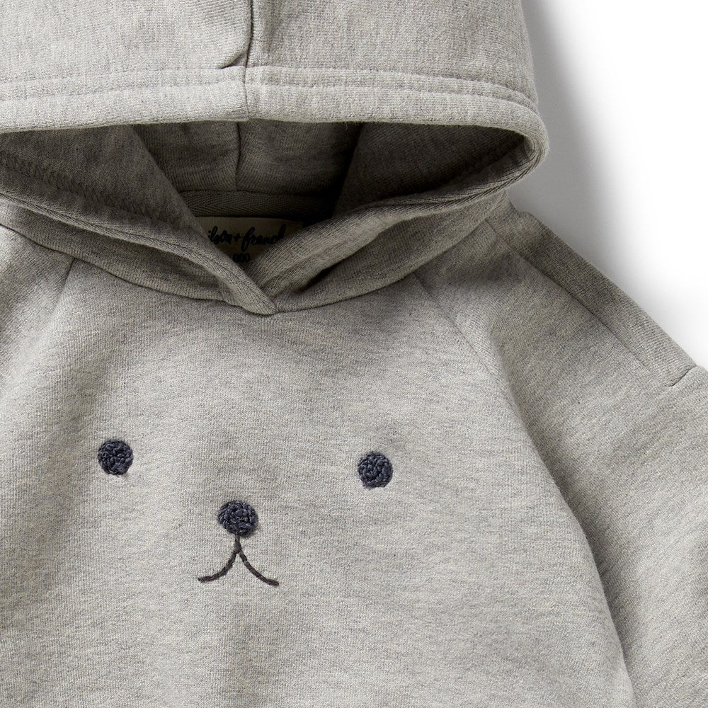 Wilson + Frenchy Organic Terry Hooded Sweatshirt Charcoal Detail View 