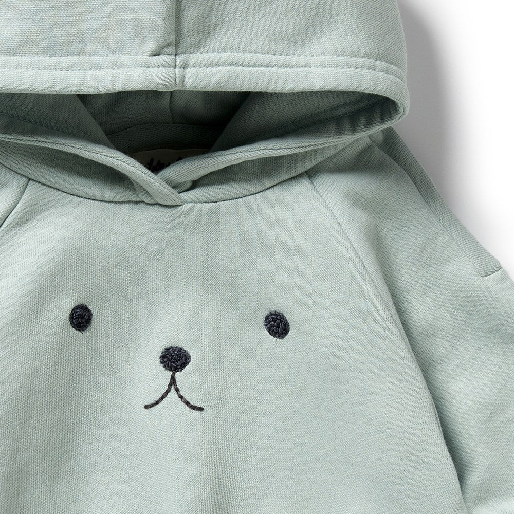 Wilson + Frenchy Organic Terry Hooded Sweatshirt Sage Detail View