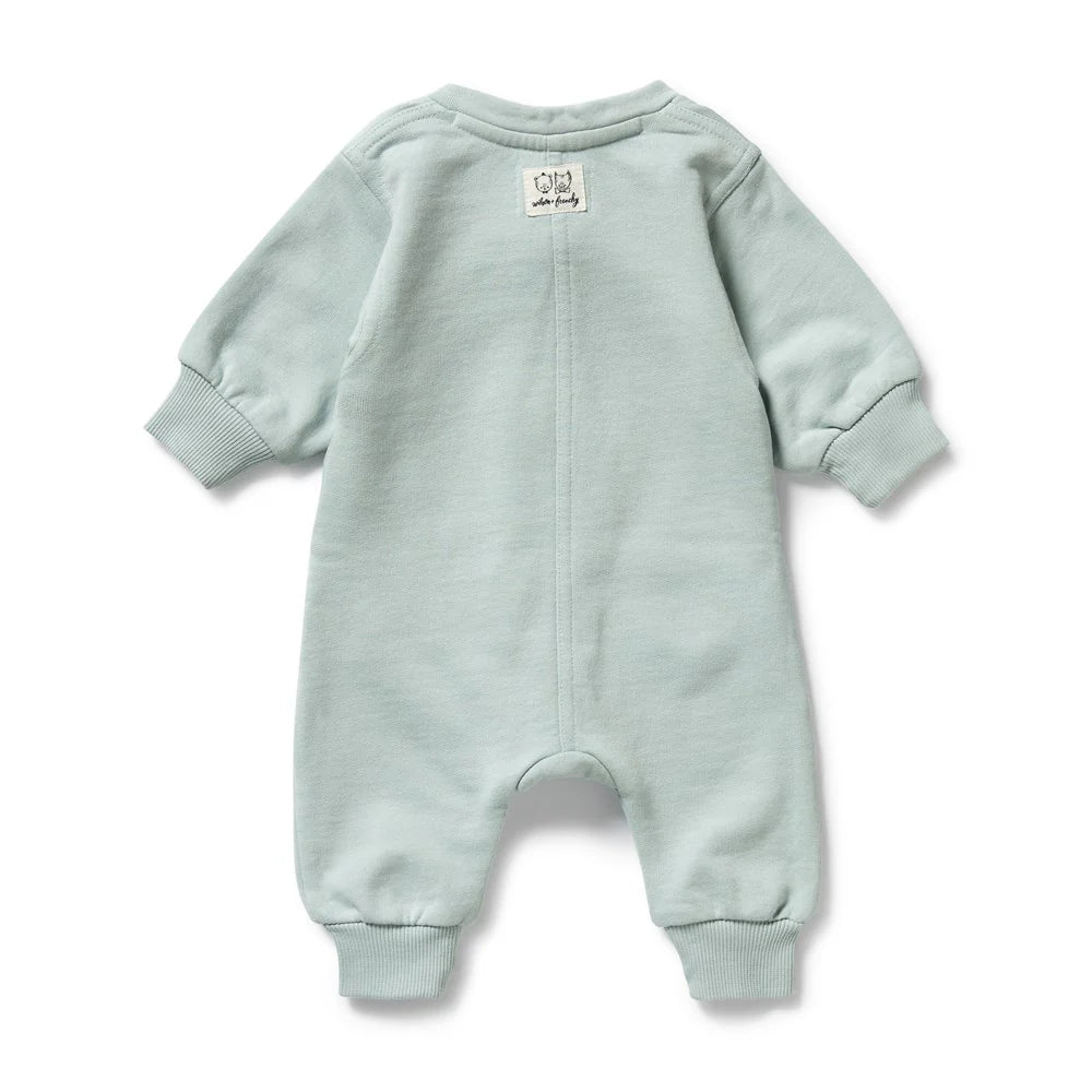 Wilson + Frenchy Organic Terry Growsuit - Sage - Back View