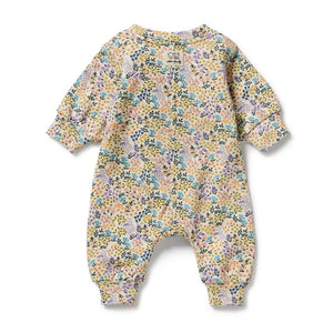 Wilson + Frenchy Organic Terry Growsuit - Tiny Bloom - Back View