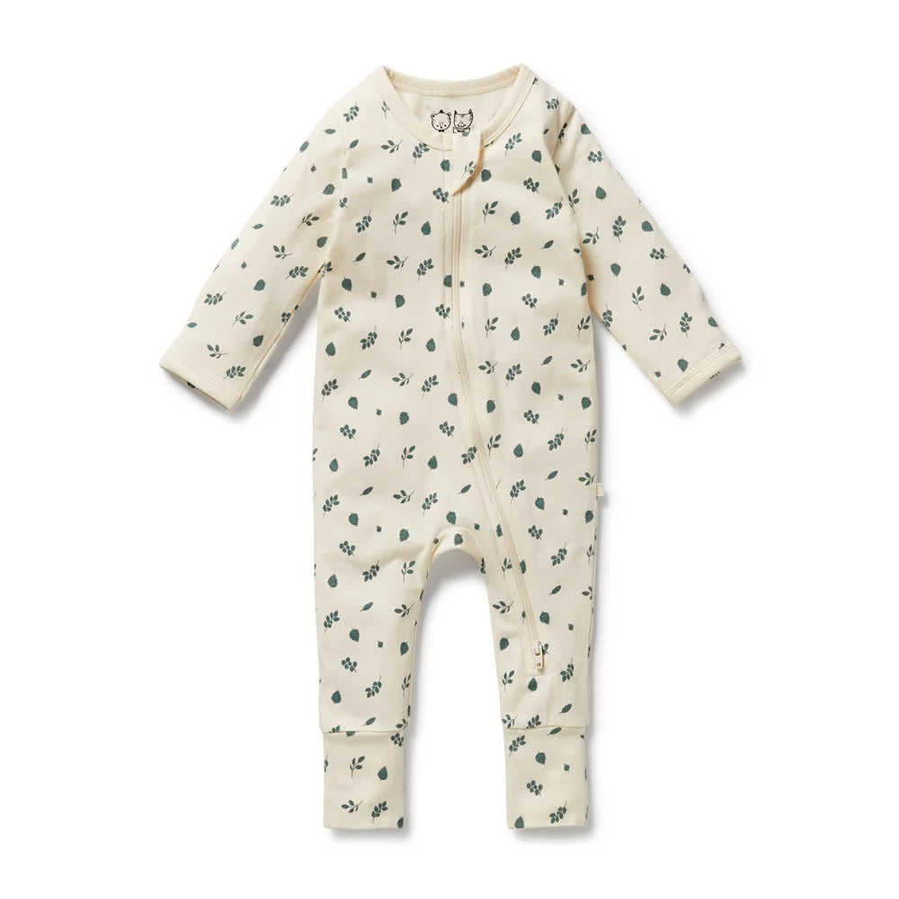 Wilson + Frenchy Organic Zipsuit with Feet - Twilight Leaf