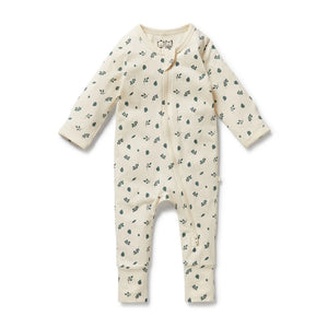 Wilson + Frenchy Organic Zipsuit with Feet - Twilight Leaf