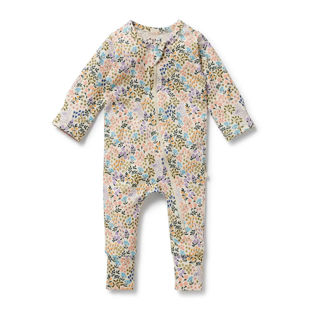 Wilson + Frenchy Organic Zipsuit with Feet - Tiny Bloom