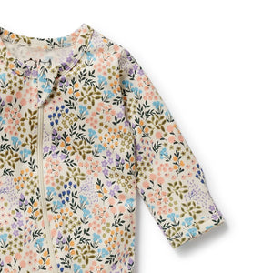 Wilson + Frenchy Organic Zipsuit with Feet - Tiny Bloom - Print Detail