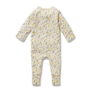 Wilson + Frenchy Organic Zipsuit with Feet - Bella Floral - Back View