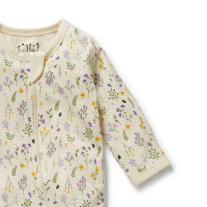 Wilson + Frenchy Organic Zipsuit with Feet - Bella Floral - Print Detail