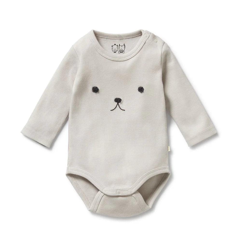 Wilson + Frenchy Organic Rib Long Sleeved Bodysuit - Cloud