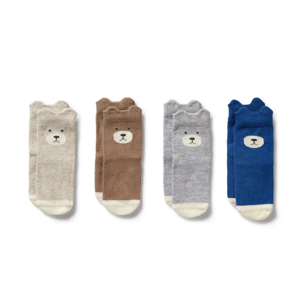 Wilson + Frenchy Organic Baby Socks 4 PK - Oat, Cloud, Blue & Walnut