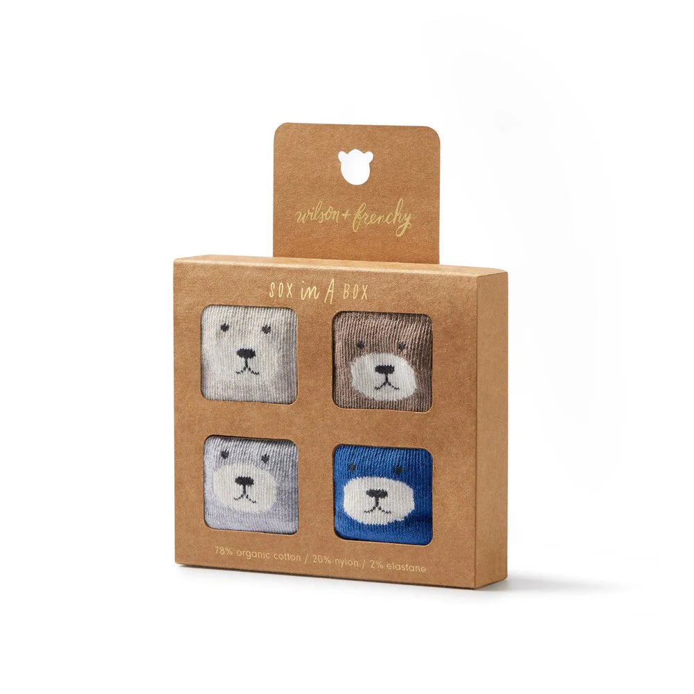 Wilson + Frenchy Organic Baby Socks 4 PK - Oat, Cloud, Blue & Walnut