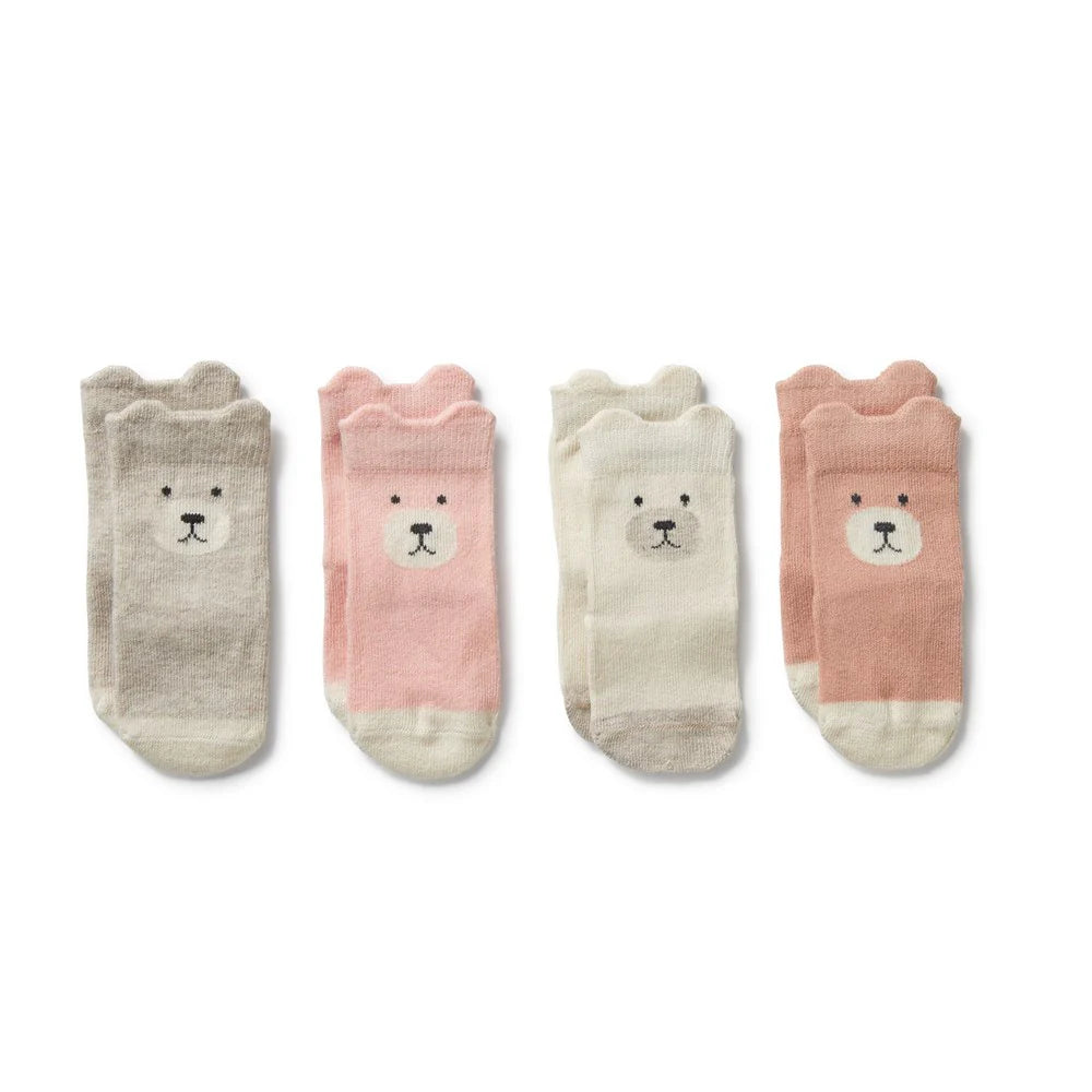 Wilson + Frenchy Organic Baby Socks 4 PK - Buttermilk, Oat, Fairy Pink & Peony