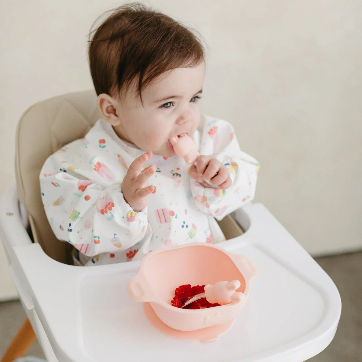 Loulou Lollipop Silicone Suction Snack Bowl - Cream Lifestyle