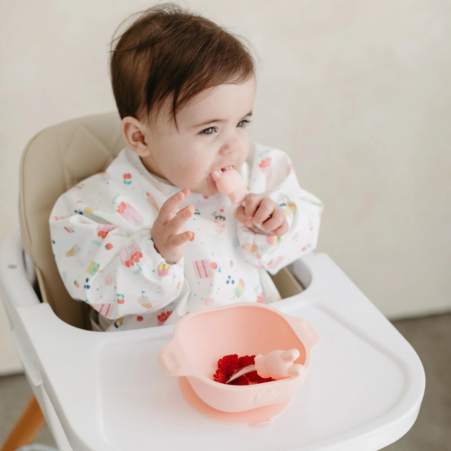 Loulou Lollipop Silicone Suction Snack Bowl - Cream Lifestyle