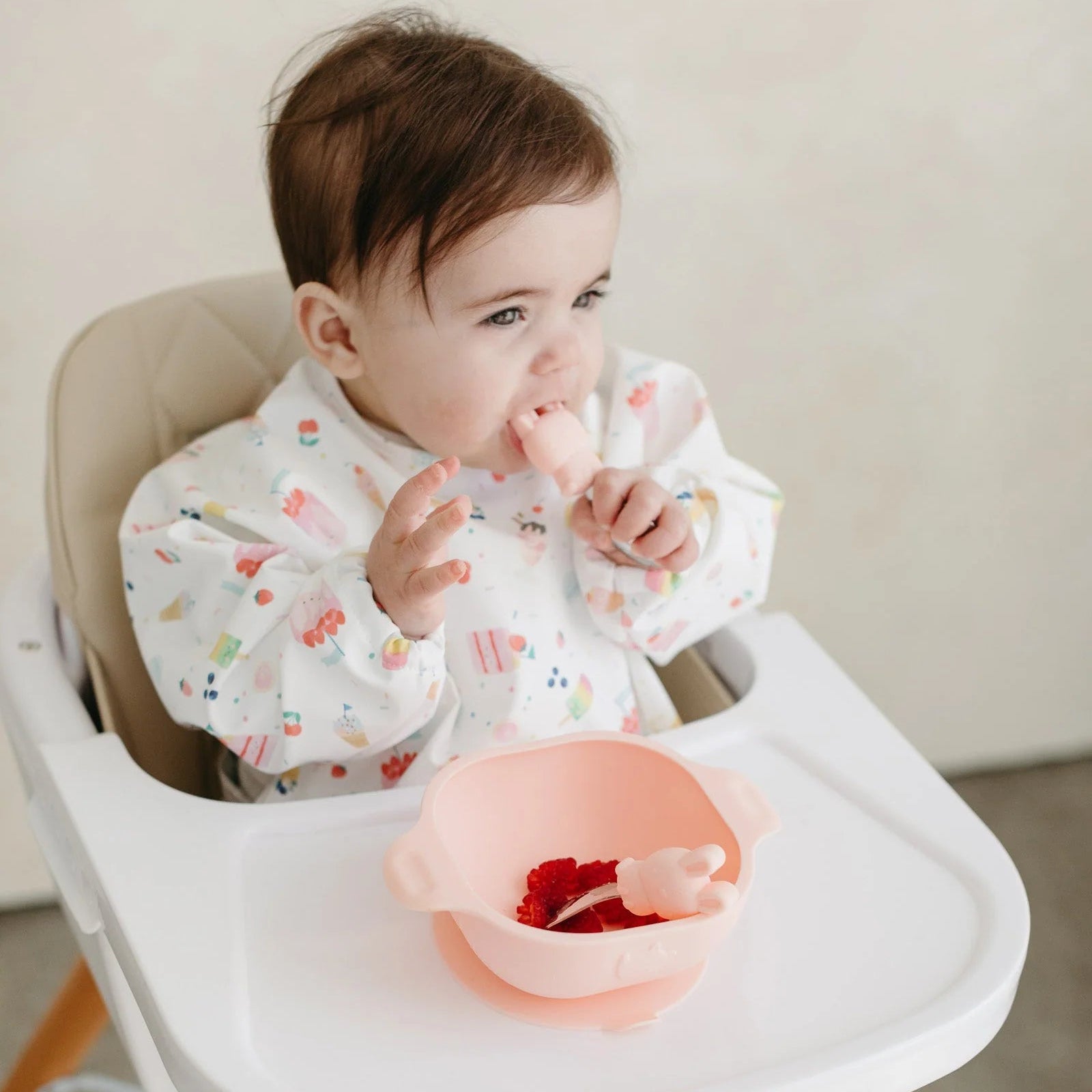 Loulou Lollipop Silicone Suction Snack Bowl - Cream Lifestyle