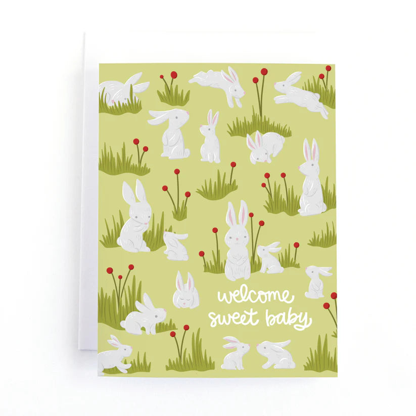 Pedaller Designs Greeting Card - Welcome Sweet Baby Bunny Rabbit