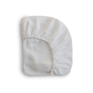 White - Mushie Mini Crib Sheet