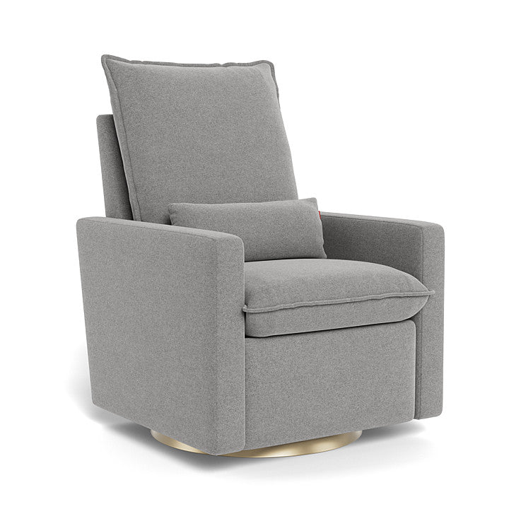 Light Grey Italian Wool / Matte Gold Swivel Base - Monte Design Cortina Glider Recliner - Premium