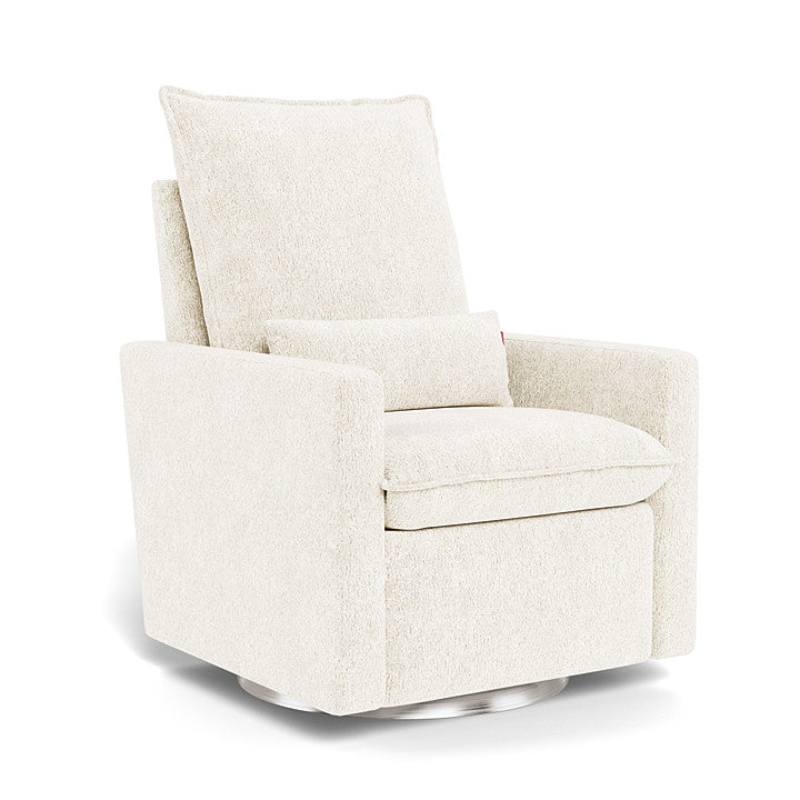 Faux Sheepskin / Brushed Silver Swivel Base - Monte Design Cortina Glider Recliner - Premium