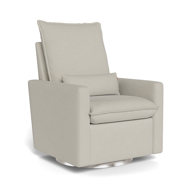 Misty Grey Organic Cotton & Recycled Polyester / Brushed Silver Swivel Base - Monte Design Cortina Glider Recliner - Premium