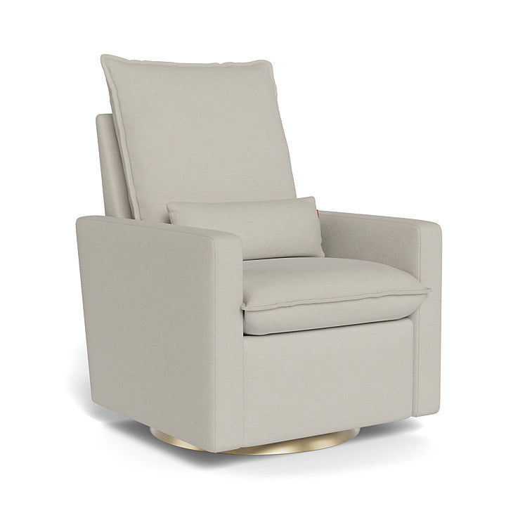 Misty Grey Organic Cotton & Recycled Polyester / Matte Gold Swivel Base - Monte Design Cortina Glider Recliner - Premium