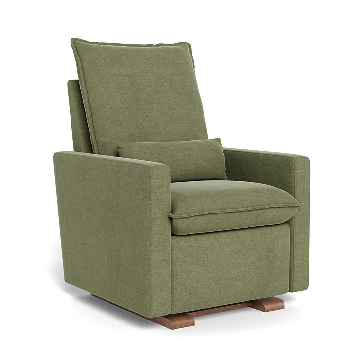 Olive Green Brushed Cotton Linen / Walnut Base - Monte Design Cortina Glider Recliner - Premium
