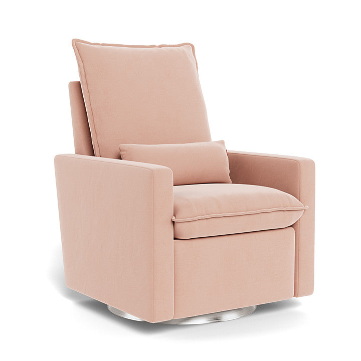 Blush Velvet / Brushed Silver Swivel Base - Monte Design Cortina Glider Recliner - Performance