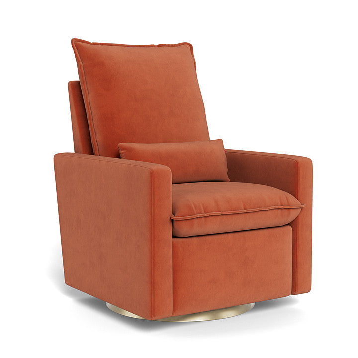 Terracotta Velvet / Matte Gold Swivel Base  - Monte Design Cortina Glider Recliner - Performance