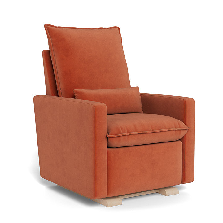 Terracotta Velvet / Maple Base - Monte Design Cortina Glider Recliner - Performance