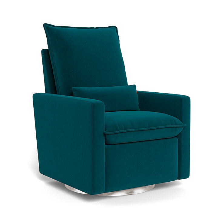 Peacock Velvet / Brushed Silver Swivel Base - Monte Design Cortina Glider Recliner - Performance