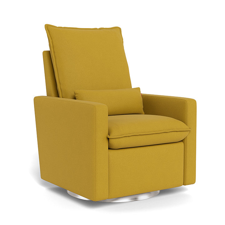 Saffron Yellow Felt / Brushed Silver Swivel Base - Monte Design Cortina Glider Recliner - Performance