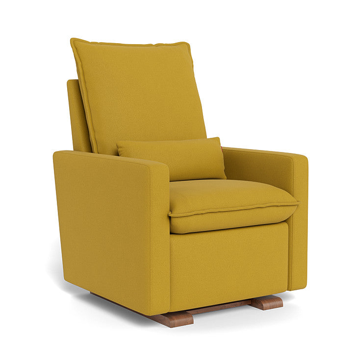 Saffron Yellow Felt / Walnut Base - Monte Design Cortina Glider Recliner - Performance