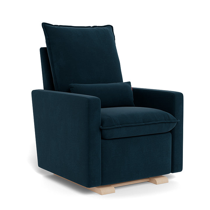 Navy Blue Velvet / Maple Base - Monte Design Cortina Glider Recliner - Performance